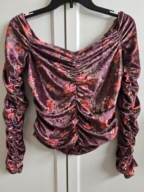 Free People Reina Top Velvet Ruched - S